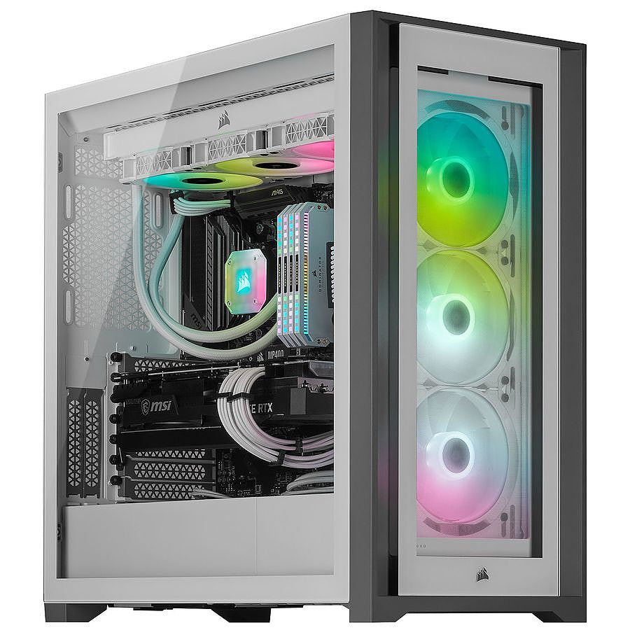 Corsair iCUE 5000X RGB Tempered Glass - Blanc prix maroc- Smartmarket.ma