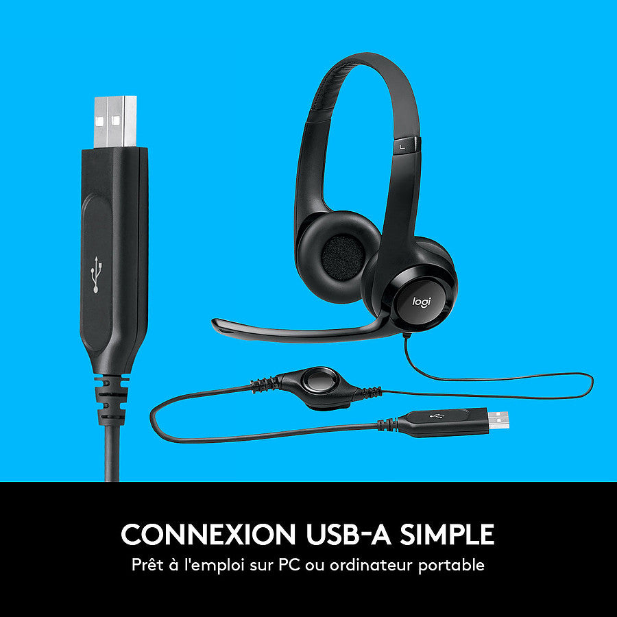 Logitech USB Headset H390 - Noir prix maroc- Smartmarket.ma