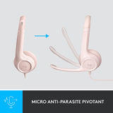 Logitech USB Headset H390 - Rose prix maroc- Smartmarket.ma