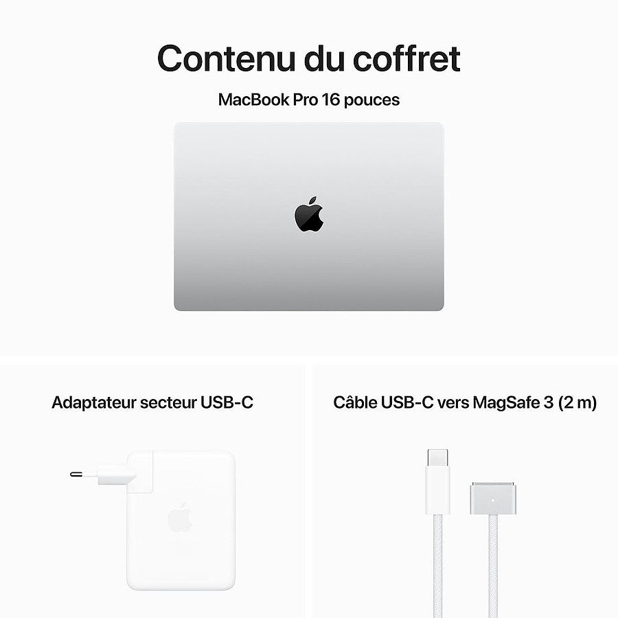 Macbook Apple MacBook Pro M3 Pro 16" Argent 36Go/2 To (MRW43FN/A-CPU14-GPU30-36GB-2TB) - Maroc