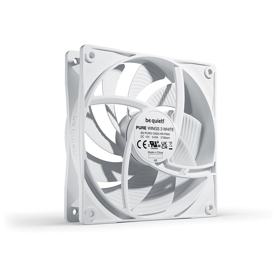 Ventilateur Boîtier be quiet! Pure Wings 3 120 mm PWM High Speed - Blanc - Maroc