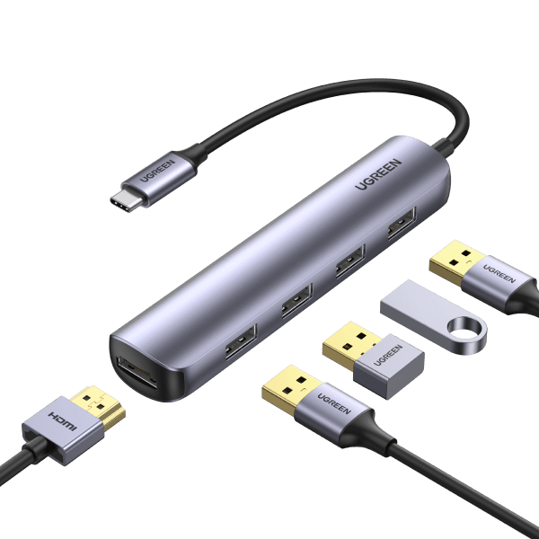 UGREEN Hub USB-C 5-en-1 (HDMI 4K@30Hz, 4 USB 3.0) prix maroc- Smartmarket.ma