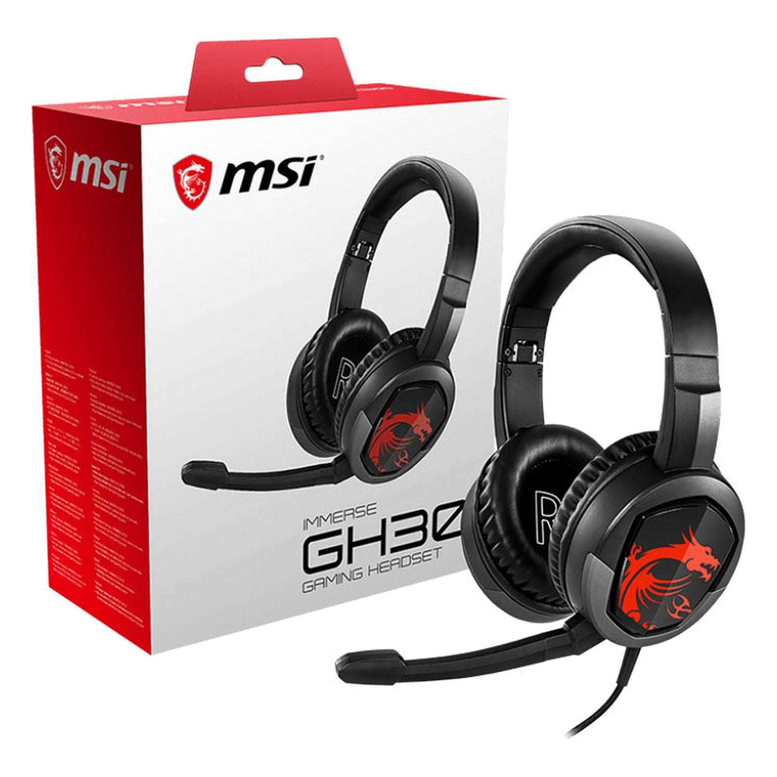 MSI Immerse GH30 - Casque gaming - circum-aural fermé - microphone rétractable - Smartmarket.ma