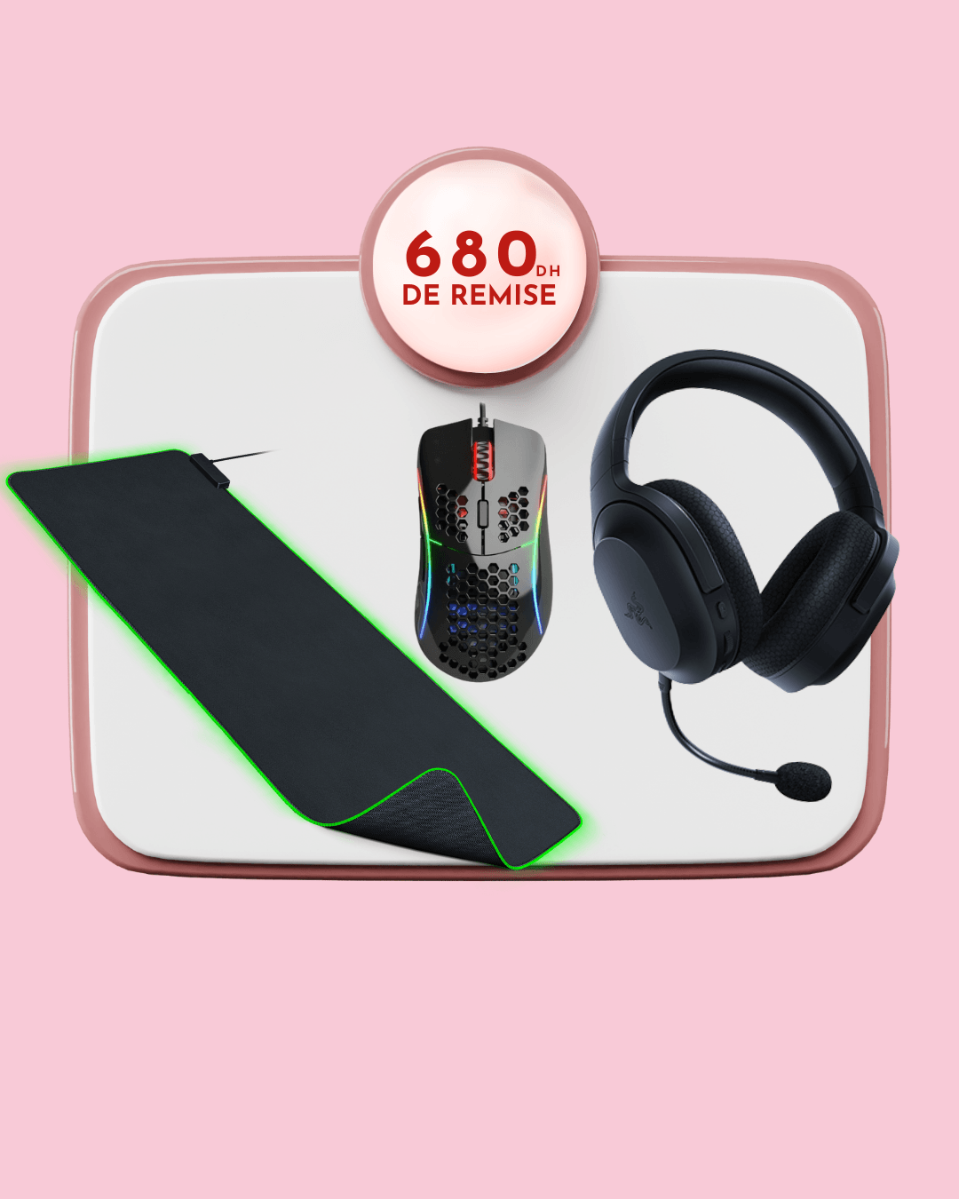 Razer Barracuda X Wireless + Glorious Model D Noir Brillant + Razer Goliathus Extended Chroma prix maroc- Smartmarket.ma