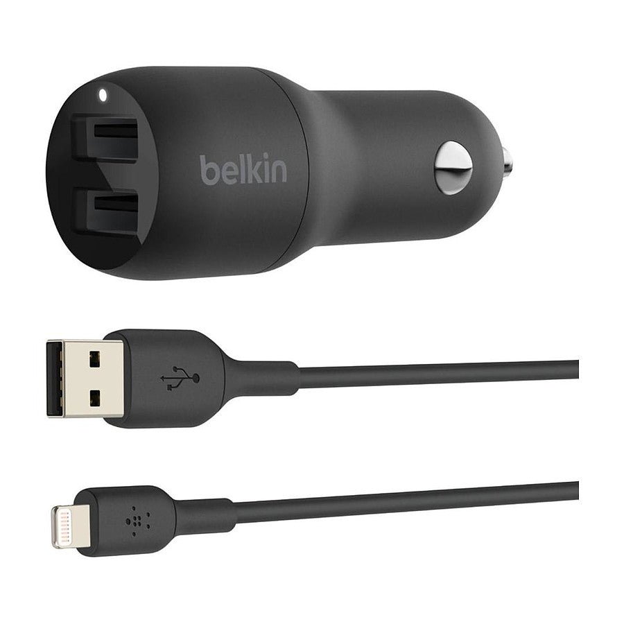 MN0005711707_1 Belkin chargeur voiture double - USB A - 24W + Câble USB-A vers Lightning (1 m) prix maroc- Smartmarket.ma