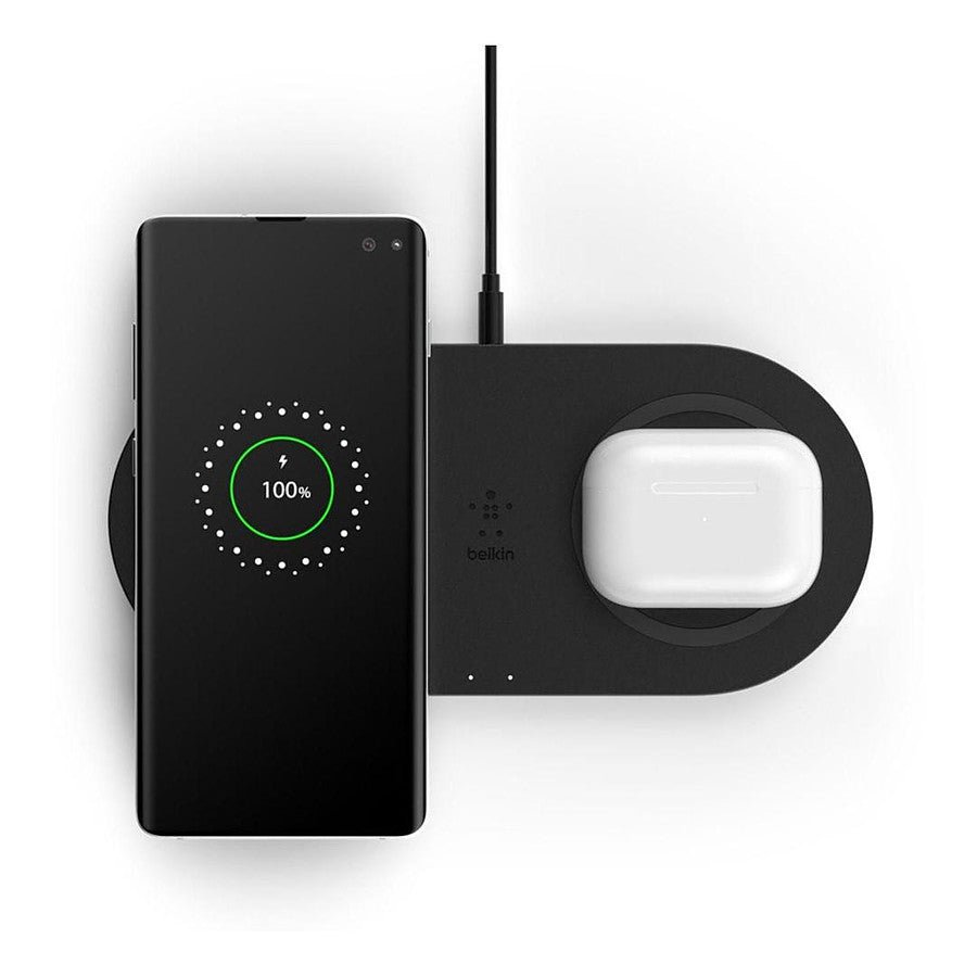 MN0005713013_1 Belkin double station de charge à induction (noir) - 10W (avec adaptateur secteur) prix maroc- Smartmarket.ma
