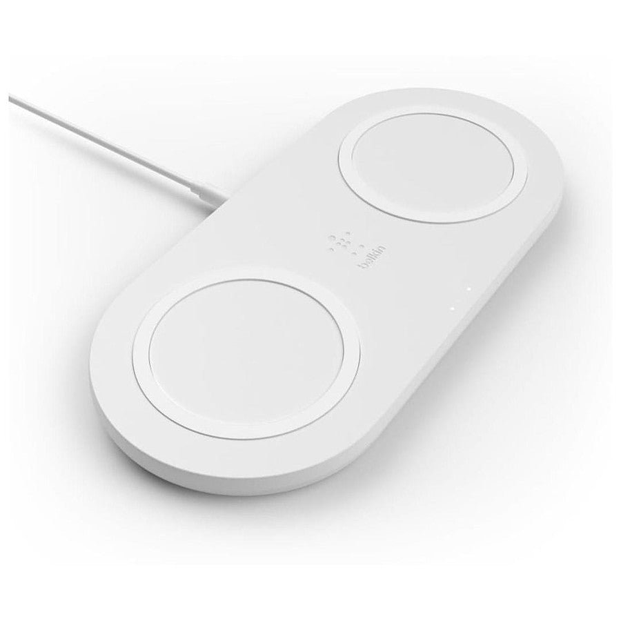 MN0005713014_1 Belkin double station de charge à induction (blanc) - 10W (avec adaptateur secteur) prix maroc- Smartmarket.ma