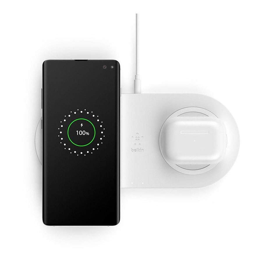 MN0005713016_1 Belkin double station de charge à induction (blanc) - 10W (avec adaptateur secteur) prix maroc- Smartmarket.ma