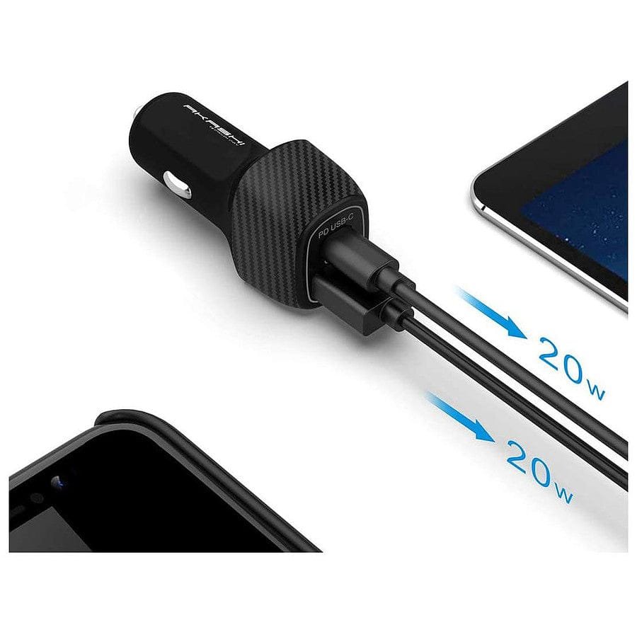 MN0005861879_1 Akashi Turbo Chargeur Allume Cigare USB-C 18W + USB-A Quick Charge 3.0 prix maroc- Smartmarket.ma