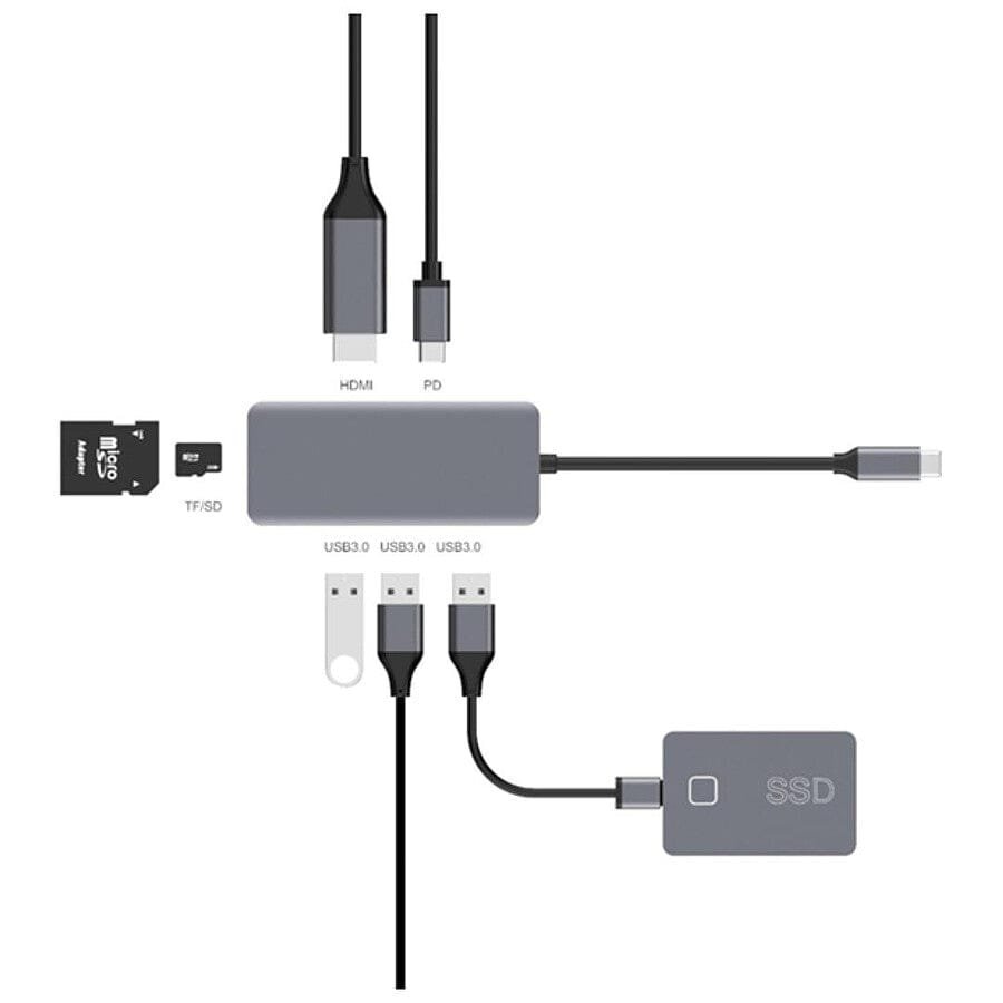 MN0005944178 Akashi Hub USB Type-C 7-en-1 prix maroc- Smartmarket.ma