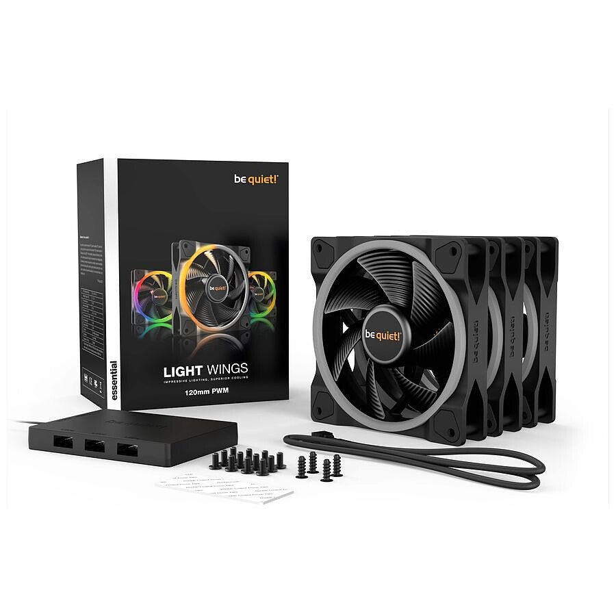 MN0005950132 be quiet! Light Wings 120 mm PWM High Speed ARGB - Pack de 3 prix maroc- Smartmarket.ma