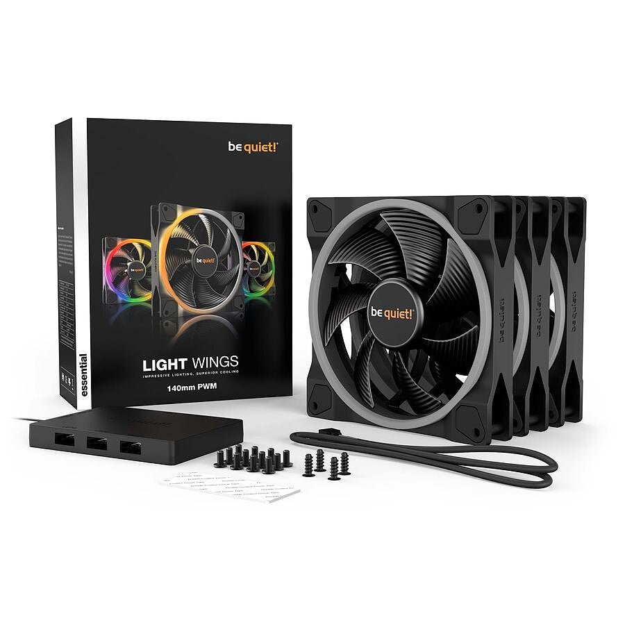 MN0005950138 be quiet! Light Wings 140 mm PWM ARGB - Pack de 3 prix maroc- Smartmarket.ma