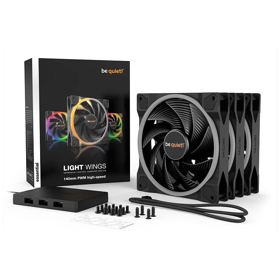 MN0005950144 be quiet! Light Wings 140 mm PWM High Speed ARGB - Pack de 3 prix maroc- Smartmarket.ma