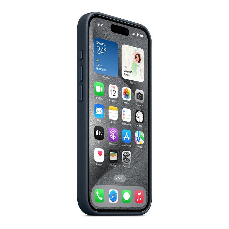 MN0006067592 Apple Coque en tissage fin avec MagSafe pour iPhone 15 Pro - Bleu Pacifique prix maroc- Smartmarket.ma