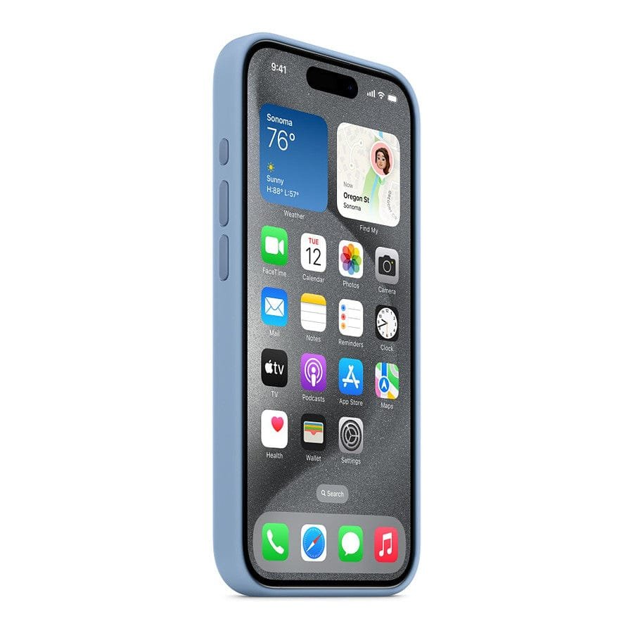 MN0006067752-1 Apple Coque en silicone avec MagSafe pour iPhone 15 Pro - Bleu d'hiver prix maroc- Smartmarket.ma