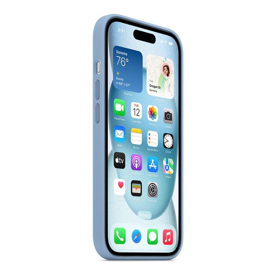 MN0006067882 Apple Coque en silicone avec MagSafe pour iPhone 15 - Bleu d'hiver prix maroc- Smartmarket.ma