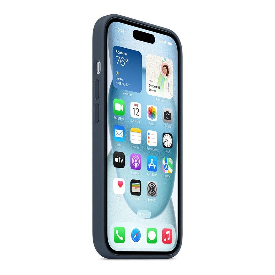 MN0006067889 Apple Coque en silicone avec MagSafe pour iPhone 15 - Bleu orage prix maroc- Smartmarket.ma