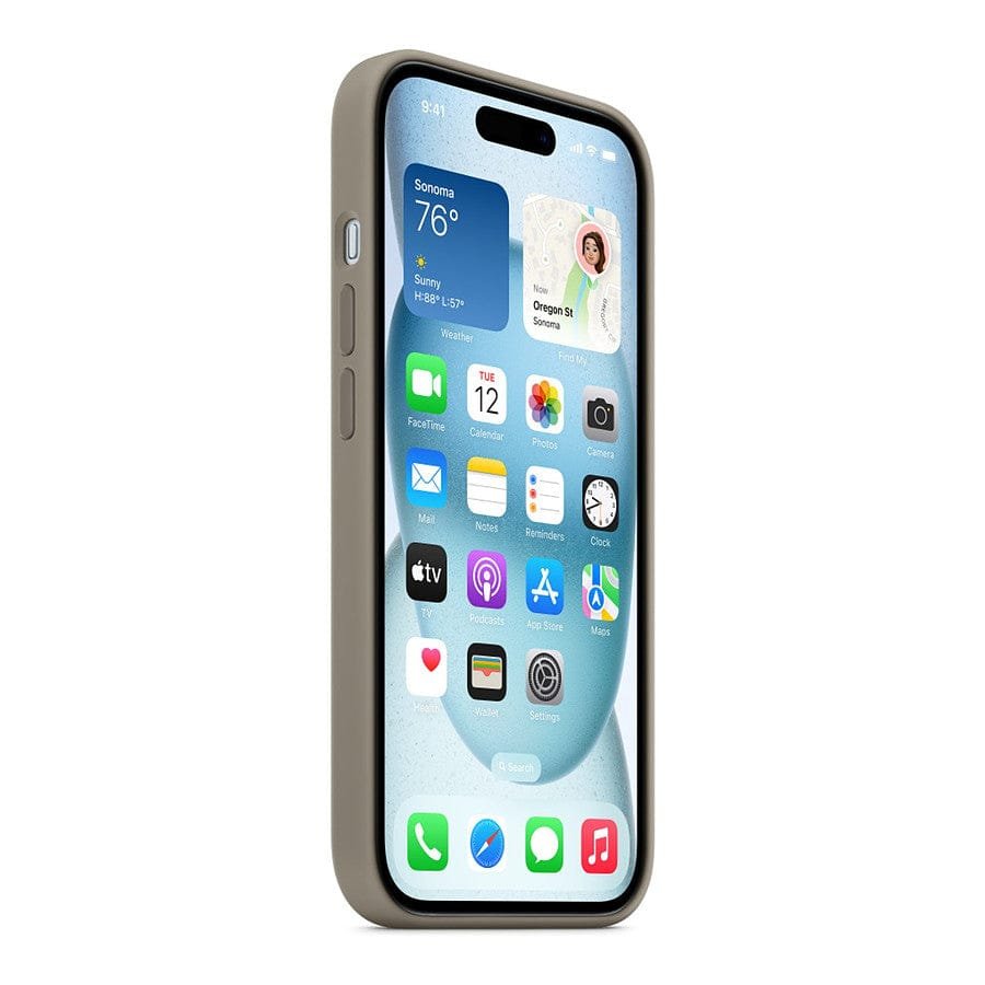 MN0006067896 Apple Coque en silicone avec MagSafe pour iPhone 15 - Argile prix maroc- Smartmarket.ma