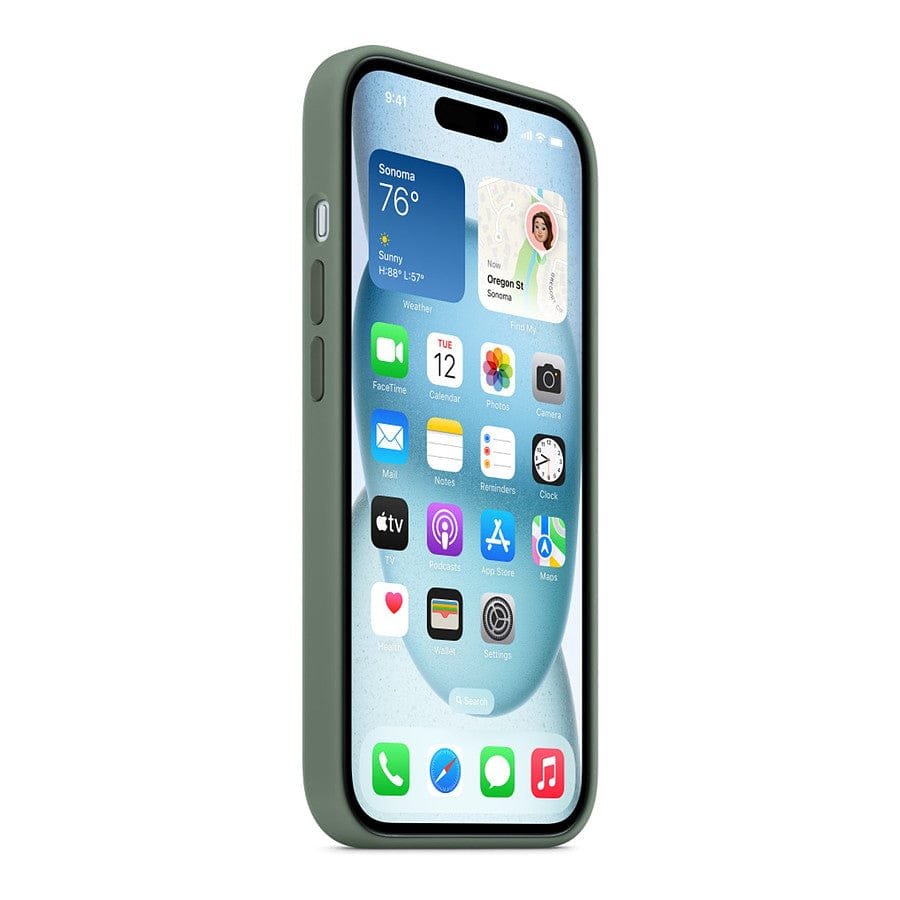 MN0006067912 Apple Coque en silicone avec MagSafe pour iPhone 15 - Cyprès prix maroc- Smartmarket.ma