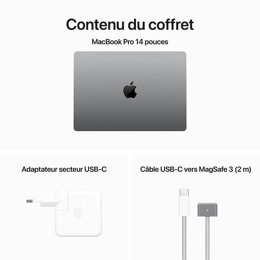 MN0006080443_0006080465 Macbook Apple MacBook Pro M3 14" Gris sidéral 8Go/1 To (MTL83FN/A) - Maroc