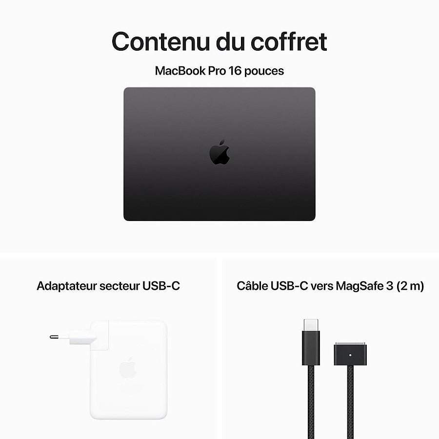 MN0006081793_0006081826 Macbook Apple MacBook Pro M3 Max 16" Noir sidéral 128Go/4 To (MUW63FN/A-128GB-4TB) - Maroc