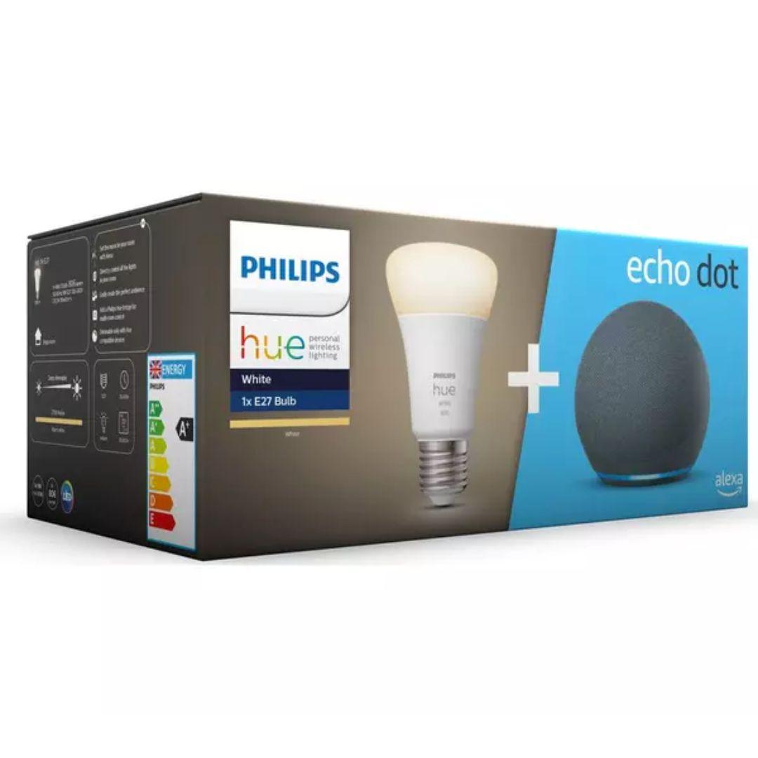 Amazon Echo Dot 4 + Philips Hue White E27 1100 LED prix maroc- Smartmarket.ma