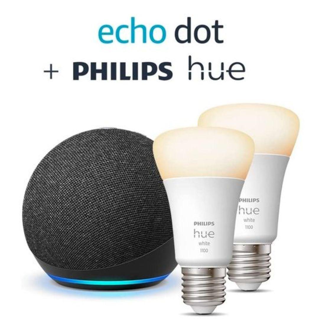 Amazon Echo Dot 4 + Philips Hue White E27 1100 LED prix maroc- Smartmarket.ma