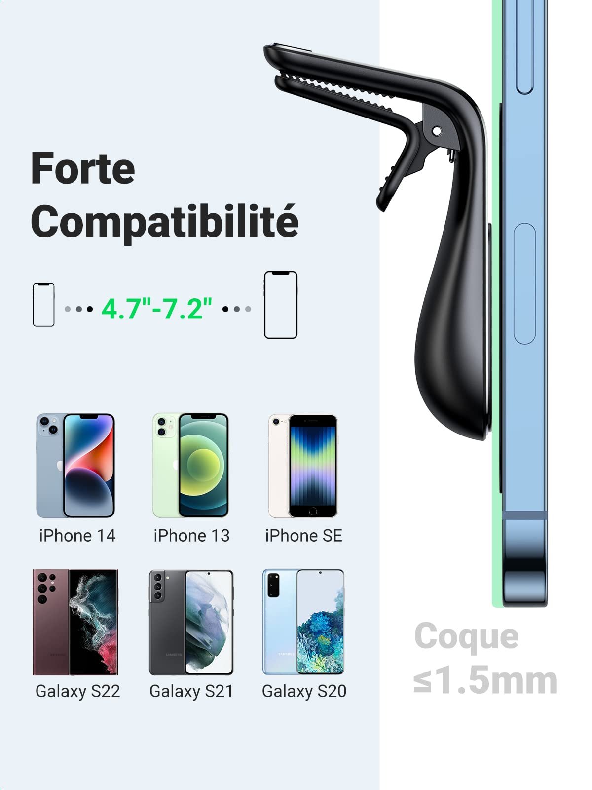 UGREEN Support Téléphone Voiture Magnétique Grille Aération 2 Aimants Rond Rectangulaire prix maroc- Smartmarket.ma