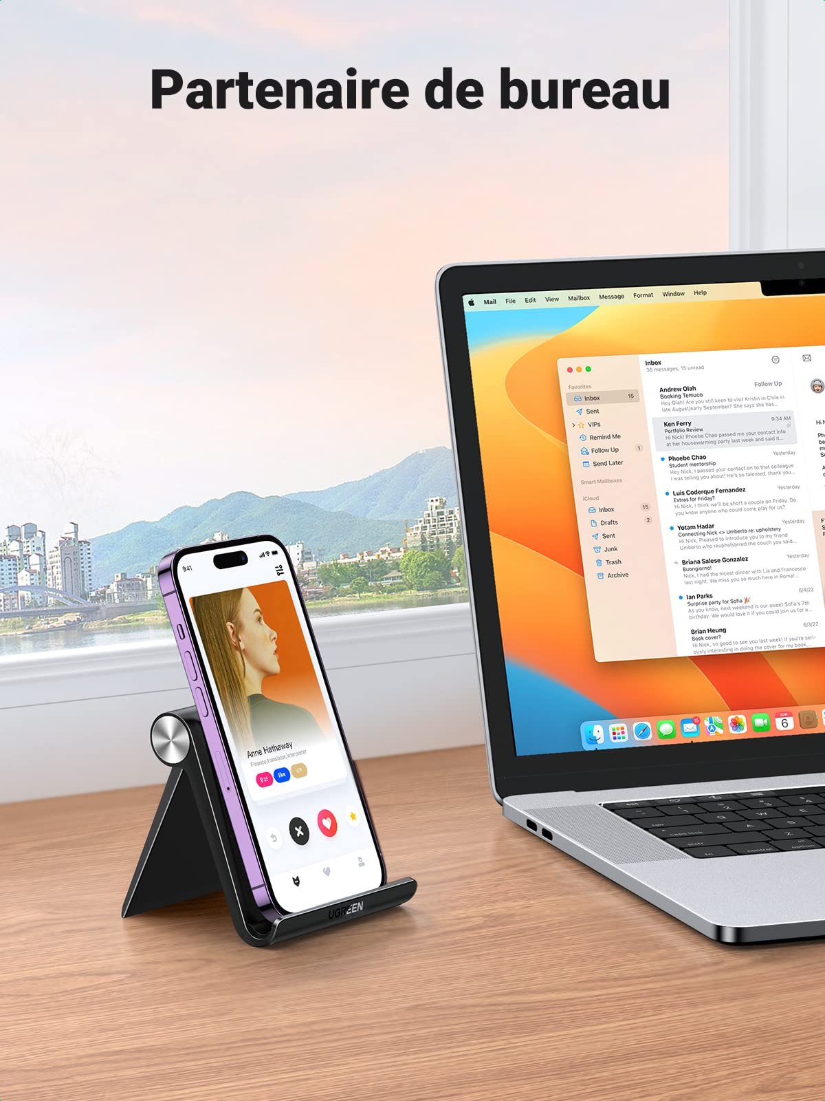 UGREEN Support Téléphone Bureau Réglable Pose Téléphone Portable Pliable prix maroc- Smartmarket.ma