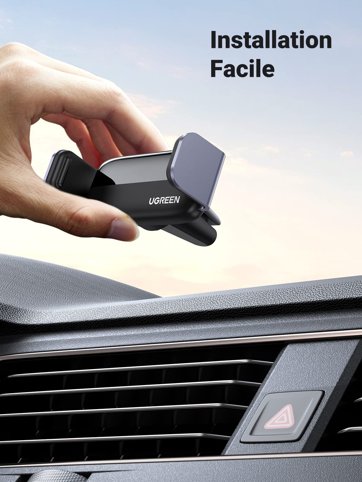 UGREEN Support Téléphone Voiture Rotation Mode Portrait et Paysage Porte Portable Voiture Bras en Aluminium prix maroc- Smartmarket.ma