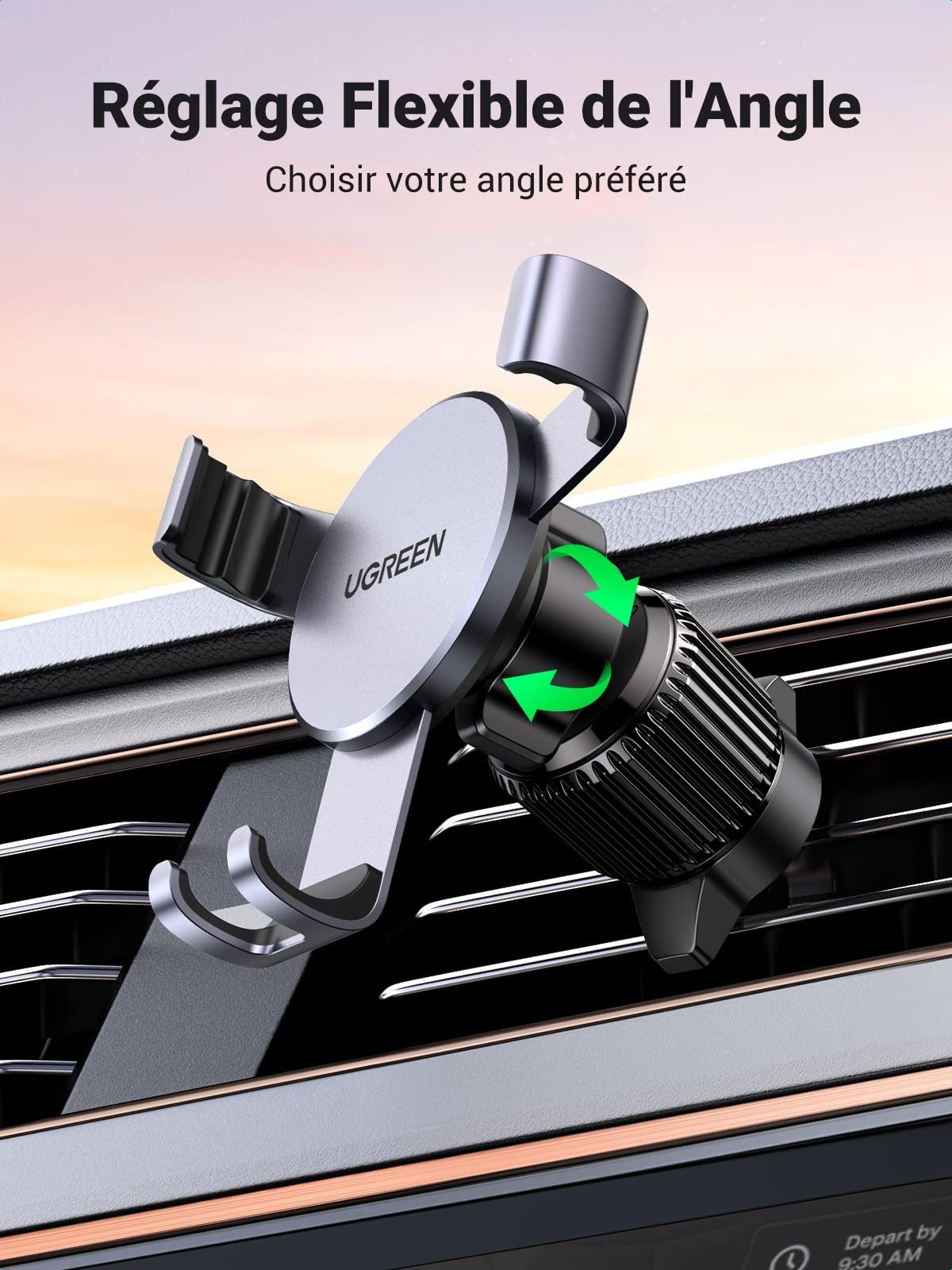 UGREEN Support Téléphone Voiture Gravité Grille Aération Porte Portable Voiture Ventilation Accroche Smartphone Voiture (Gris) prix maroc- Smartmarket.ma