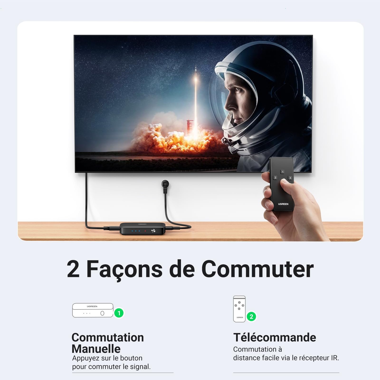 UGREEN Switch HDMI 4K 30Hz Commutateur HDMI 3 Entrées 1 Sortie 1080P 60Hz prix maroc- Smartmarket.ma