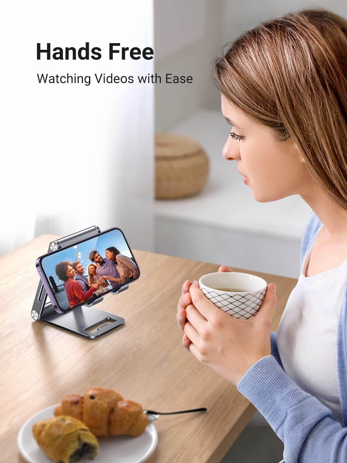 UGREEN Support Téléphone Bureau en Aluminium Stand Smartphone Pliable Ajustable prix maroc- Smartmarket.ma