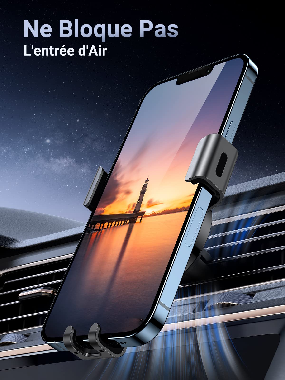 UGREEN Support Téléphone Voiture Gravité Grille Aération Porte Portable Voiture prix maroc- Smartmarket.ma