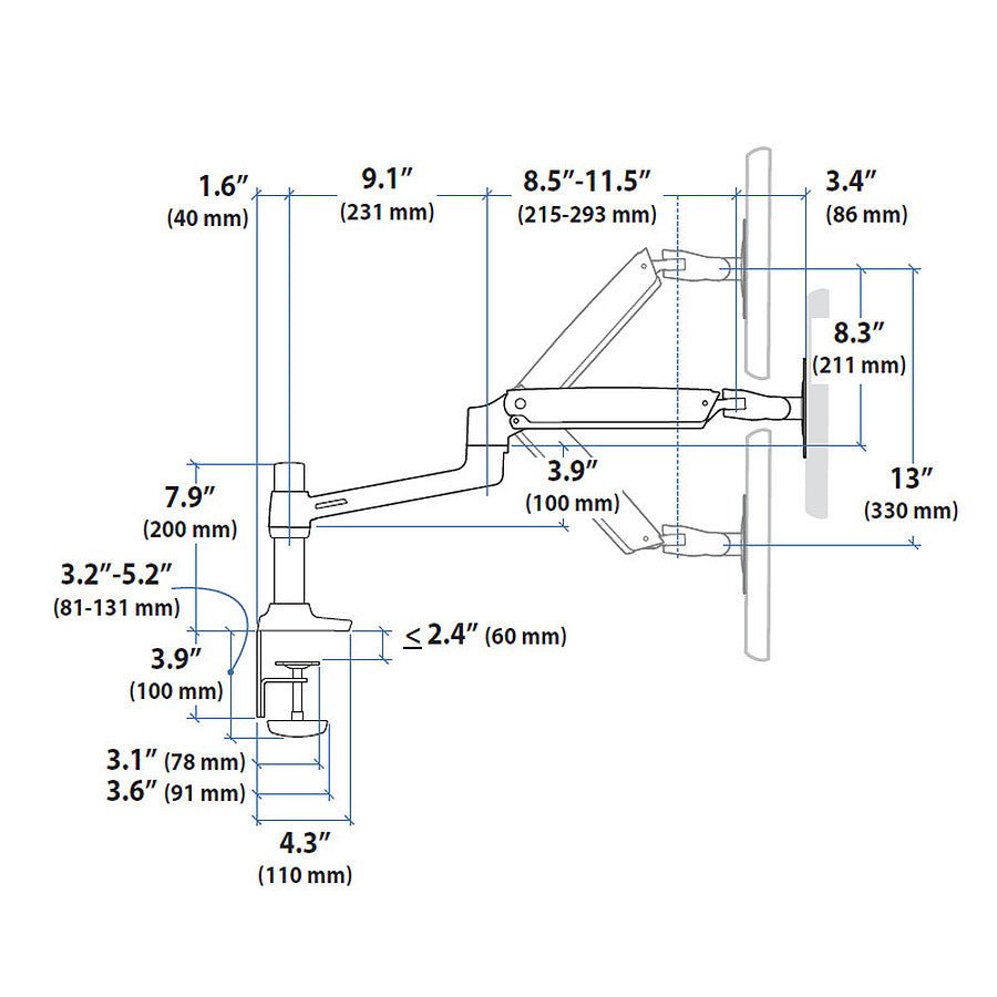 Ergotron Bras articulé fixation murale LX 45-243-026 prix maroc- Smartmarket.ma