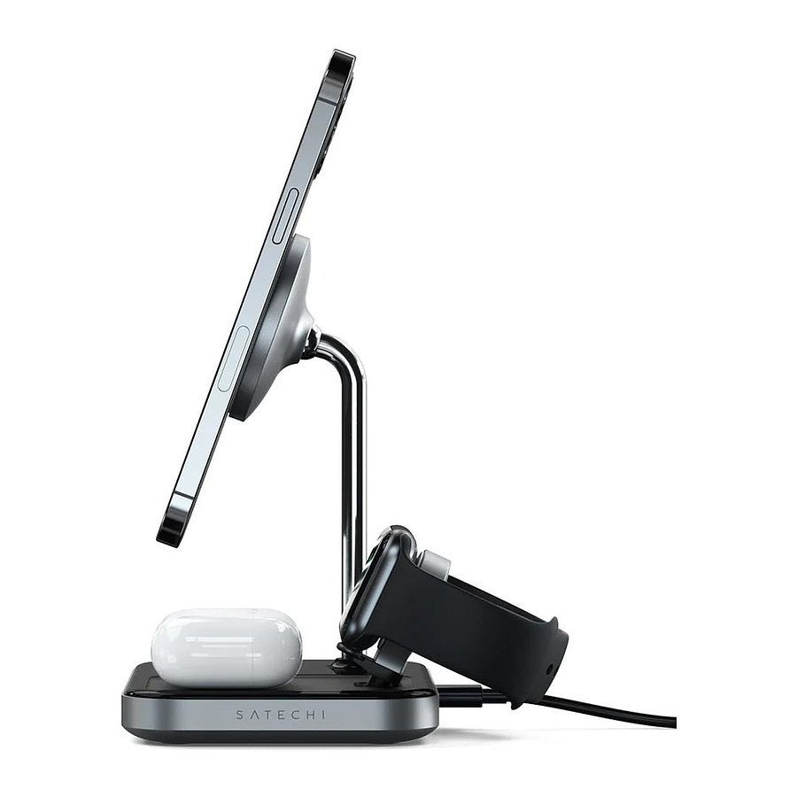 MN0005970555 SATECHI Stand de Charge sans fil 3-en-1 en 7.5W pour iPhone 12/13 - Gris prix maroc- Smartmarket.ma
