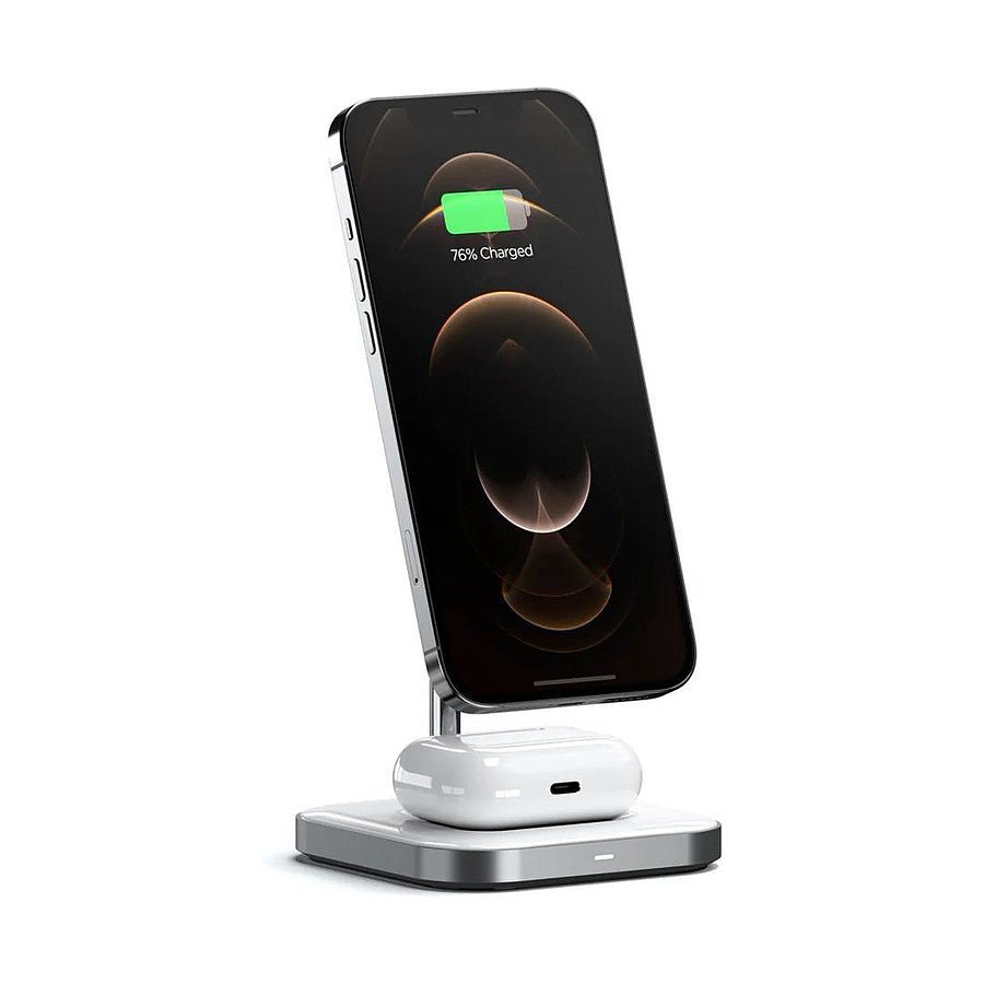 MN0005970591 SATECHI Stand de Charge sans fil 2-en-1 en 7.5W pour iPhone 12/13 - Gris prix maroc- Smartmarket.ma