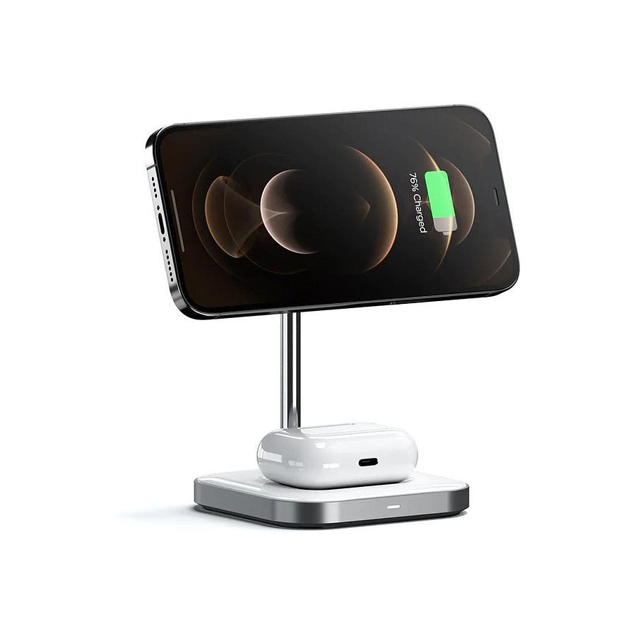 MN0005970592 SATECHI Stand de Charge sans fil 2-en-1 en 7.5W pour iPhone 12/13 - Gris prix maroc- Smartmarket.ma