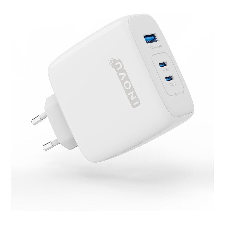 INOVU Chargeur Secteur 100W 3 en 1 (USB-A + 2 x USB-C) Power Delivery, GaN prix maroc- Smartmarket.ma