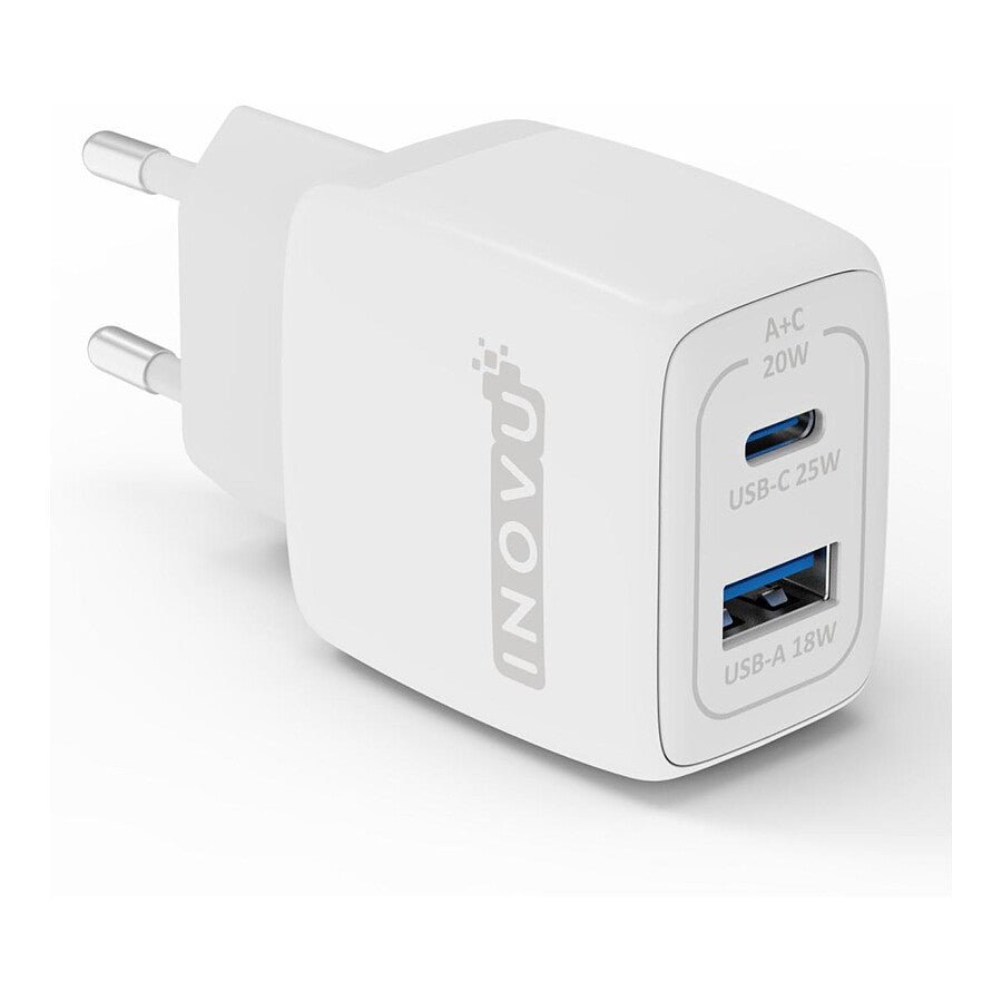 MN0006021397 INOVU Chargeur Secteur 25W 2 en 1 (USB-A + 1 x USB-C) Power Delivery prix maroc- Smartmarket.ma