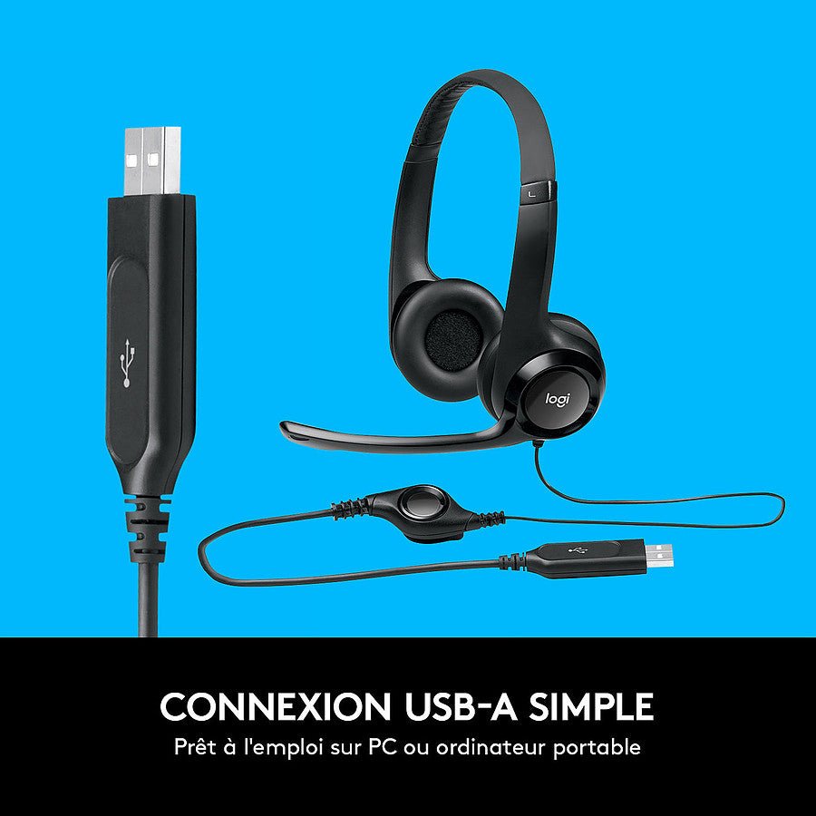MN0006039996 Logitech USB Headset H390 - Noir prix maroc- Smartmarket.ma