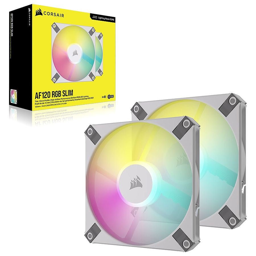 MN0006042764 Corsair AF120 RGB Slim Dual Pack - Blanc prix maroc- Smartmarket.ma