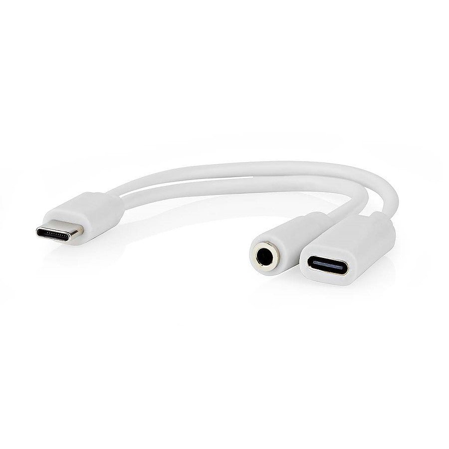 Nedis Adaptateur USB-C vers USB-C femelle + Jack 3.5 mm Blanc prix maroc- Smartmarket.ma