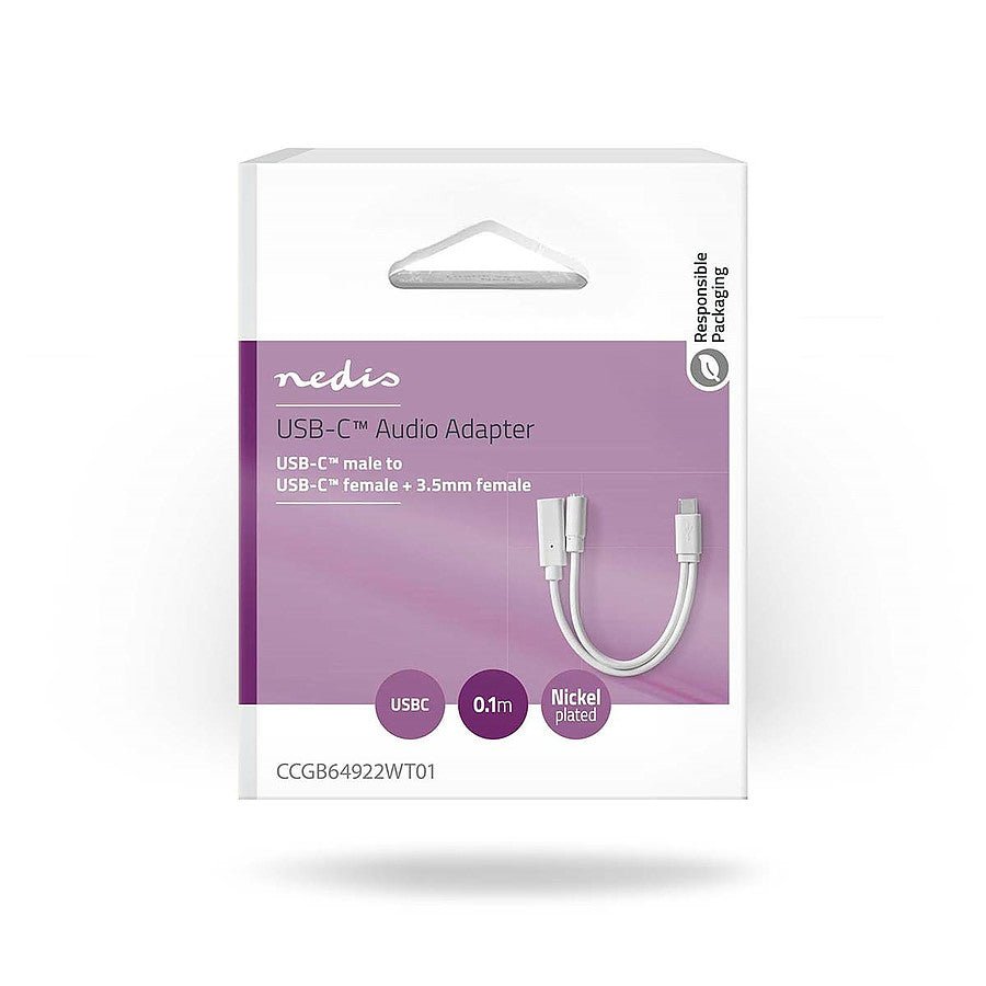 Nedis Adaptateur USB-C vers USB-C femelle + Jack 3.5 mm Blanc prix maroc- Smartmarket.ma