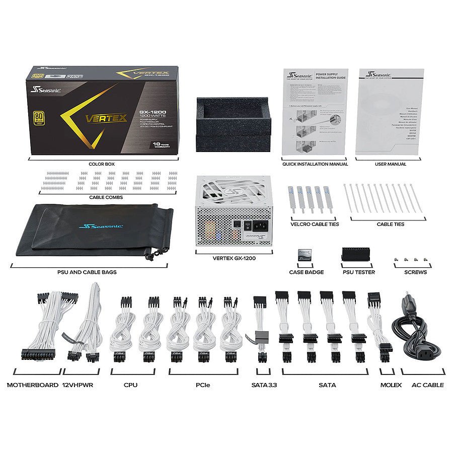 MN0006083631 Seasonic VERTEX GX-1200 White - Gold prix maroc- Smartmarket.ma