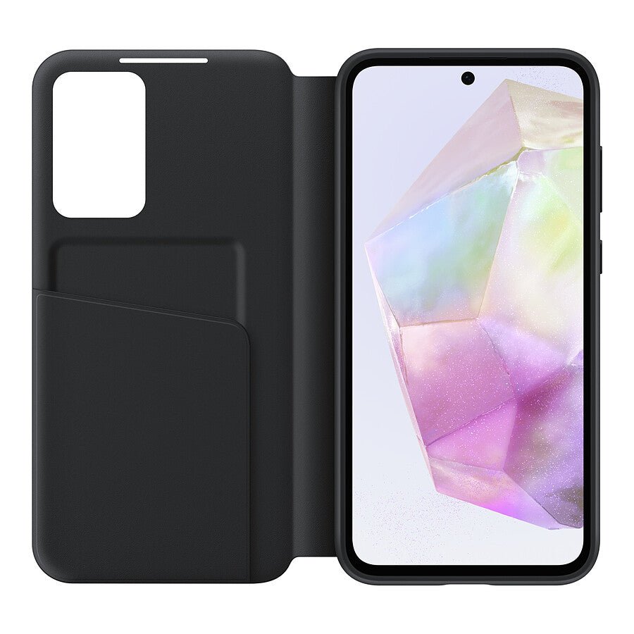 MN0006117178 Samsung Étui Smart View Noir avec porte-carte - Galaxy A35 prix maroc- Smartmarket.ma