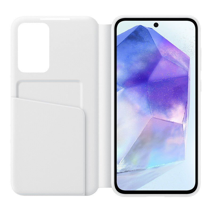 Samsung Étui Smart View Blanc avec porte-carte - Galaxy A55 prix maroc- Smartmarket.ma