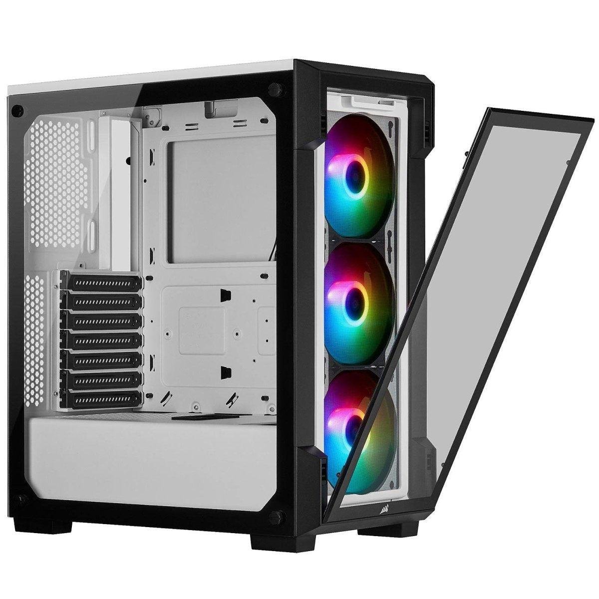 Corsair iCUE 220T RGB Tempered Glass Blanc - Boîtier moyen-tour connecté prix maroc- Smartmarket.ma