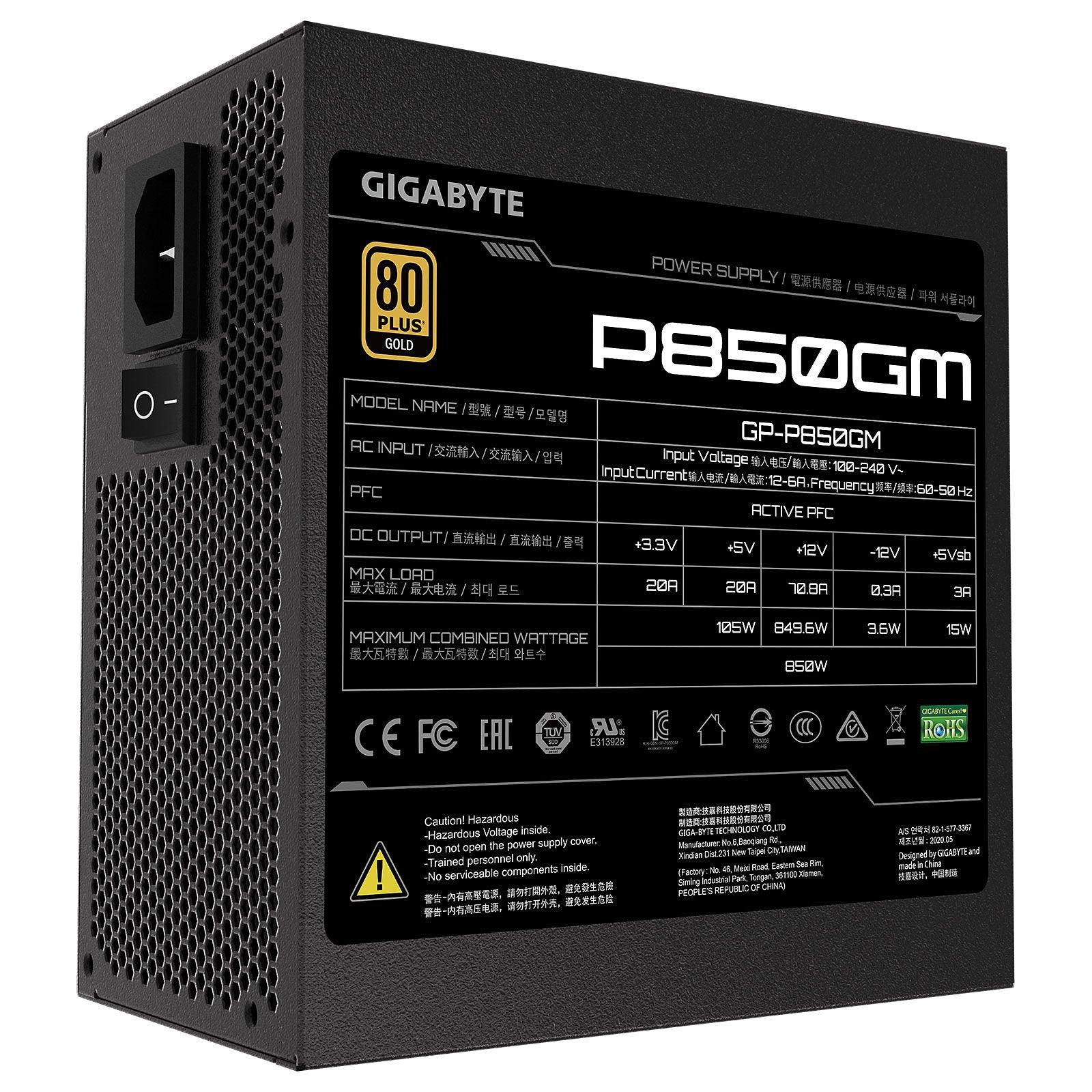 Gigabyte P850GM 80PLUS Gold | Alimentation 100% modulaire 850W prix maroc- Smartmarket.ma