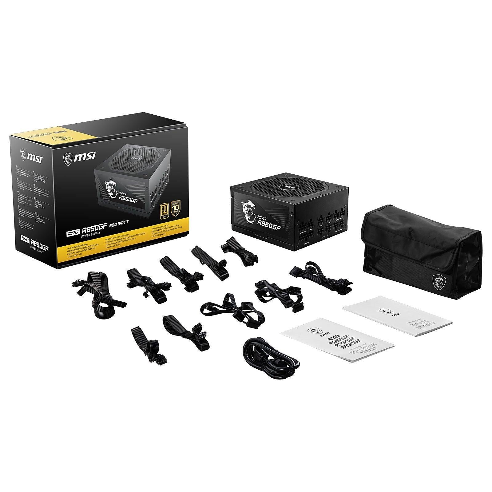 MSI MPG A850GF 80PLUS Gold | Alimentation PC modulaire 850W ATX 12V prix maroc- Smartmarket.ma